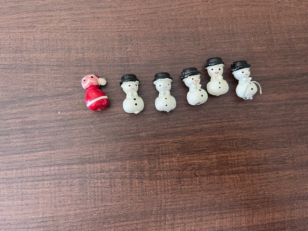 Vtg 8 Mini Wooden Christmas Hand-Painted Holiday Figures Santa Snowman Crafting
